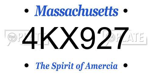 4KX927 Massachusetts License Plate