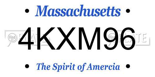 4KXM96 Massachusetts License Plate