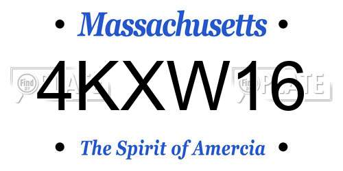 4KXW16 Massachusetts License Plate