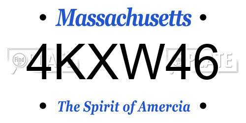 4KXW46 Massachusetts License Plate