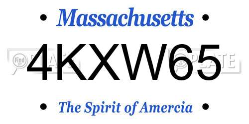 4KXW65 Massachusetts License Plate