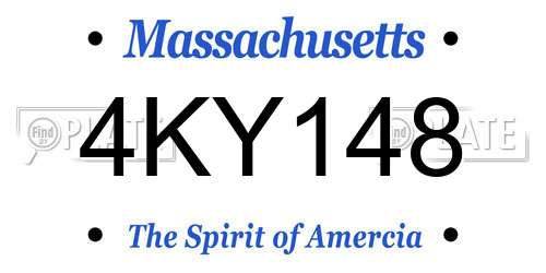 4KY148 Massachusetts License Plate