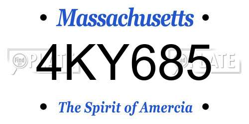 4KY685 Massachusetts License Plate