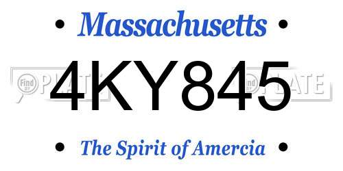 4KY845 Massachusetts License Plate