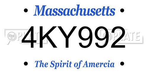 4KY992 Massachusetts License Plate