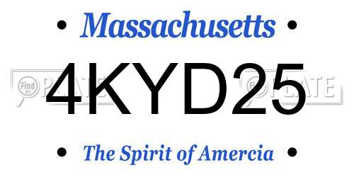 4KYD25 Massachusetts License Plate