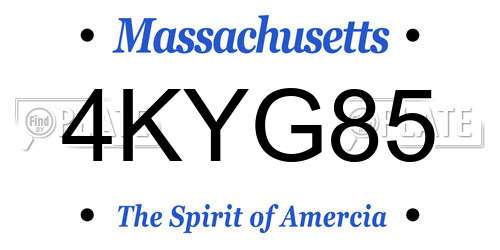 4KYG85 Massachusetts License Plate