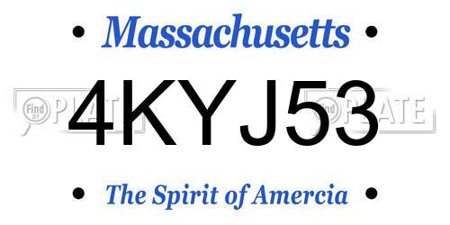 4KYJ53 Massachusetts License Plate