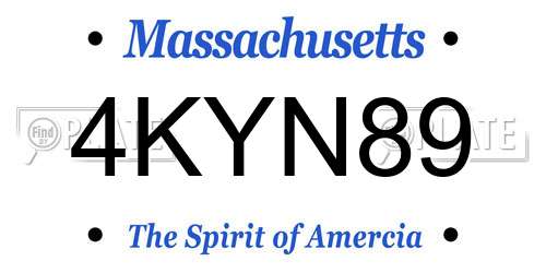 4KYN89 Massachusetts License Plate