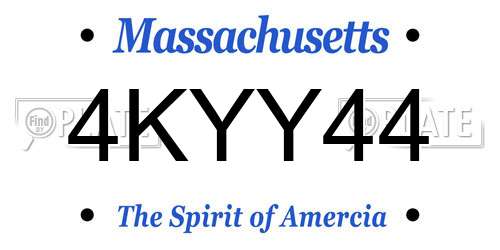 4KYY44 Massachusetts License Plate