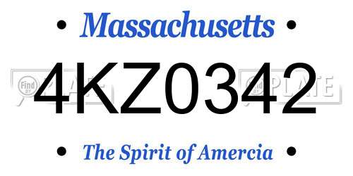 4KZ0342 Massachusetts License Plate