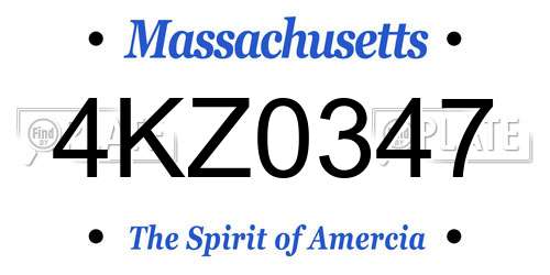 4KZ0347 Massachusetts License Plate
