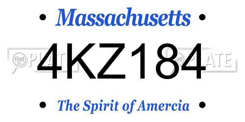4KZ184 Massachusetts License Plate