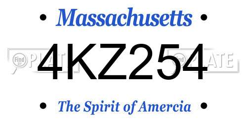 4KZ254 Massachusetts License Plate