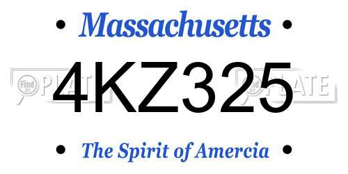 4KZ325 Massachusetts License Plate