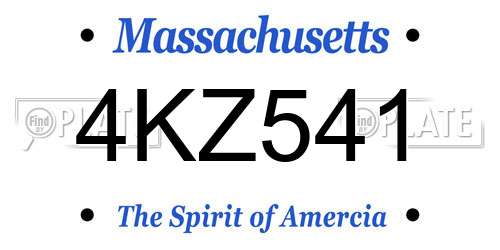4KZ541 Massachusetts License Plate
