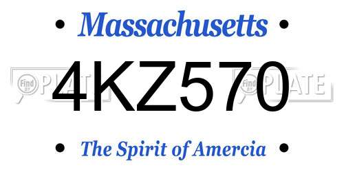 4KZ570 Massachusetts License Plate