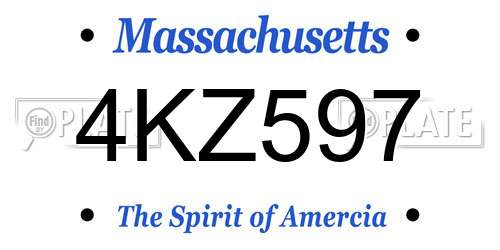 4KZ597 Massachusetts License Plate