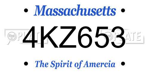 4KZ653 Massachusetts License Plate