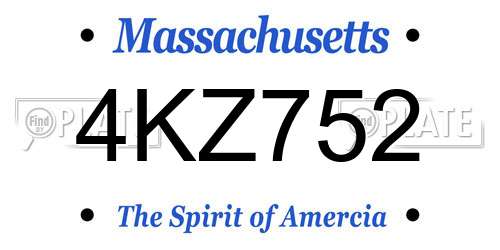 4KZ752 Massachusetts License Plate