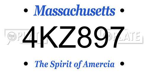4KZ897 Massachusetts License Plate