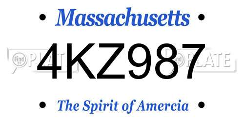 4KZ987 Massachusetts License Plate