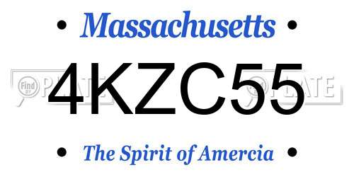 4KZC55 Massachusetts License Plate