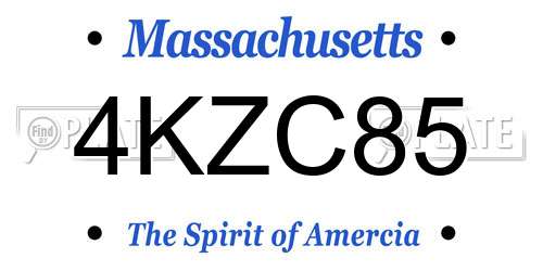4KZC85 Massachusetts License Plate