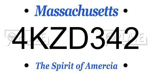 4KZD342 Massachusetts License Plate