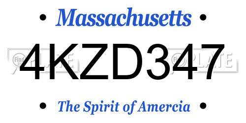 4KZD347 Massachusetts License Plate