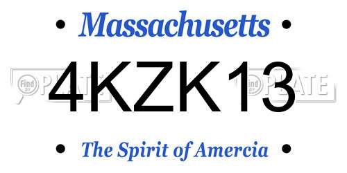 4KZK13 Massachusetts License Plate