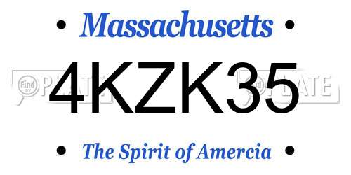 4KZK35 Massachusetts License Plate