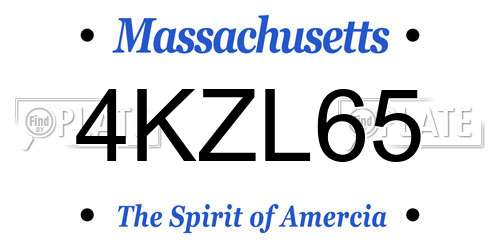 4KZL65 Massachusetts License Plate