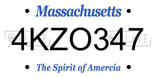 4KZO347 Massachusetts License Plate