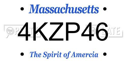 4KZP46 Massachusetts License Plate