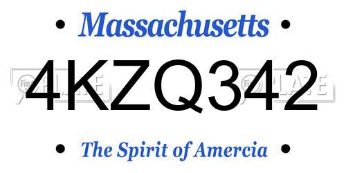 4KZQ342 Massachusetts License Plate