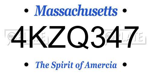 4KZQ347 Massachusetts License Plate