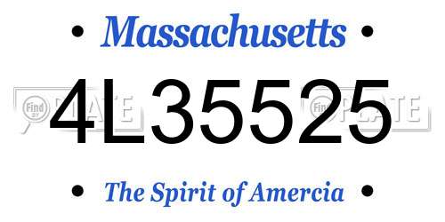 4L35525 Massachusetts License Plate