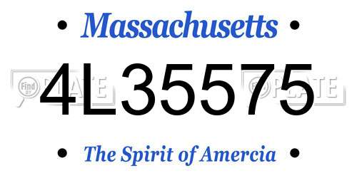 4L35575 Massachusetts License Plate