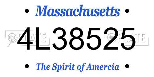 4L38525 Massachusetts License Plate
