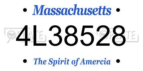 4L38528 Massachusetts License Plate