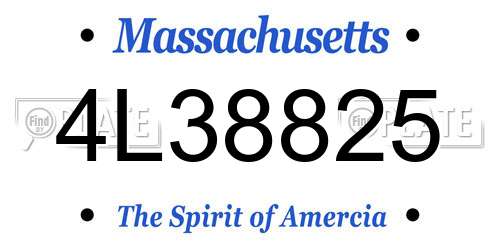 4L38825 Massachusetts License Plate