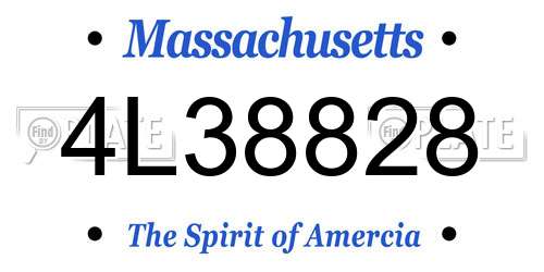 4L38828 Massachusetts License Plate