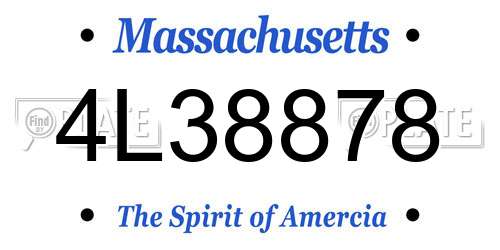 4L38878 Massachusetts License Plate