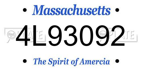 4L93092 Massachusetts License Plate