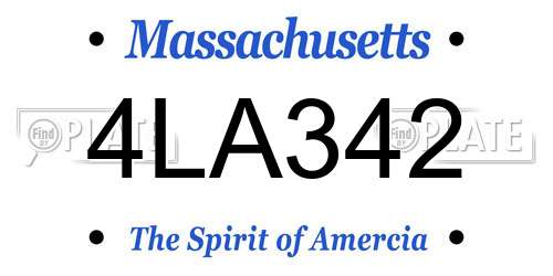 4LA342 Massachusetts License Plate