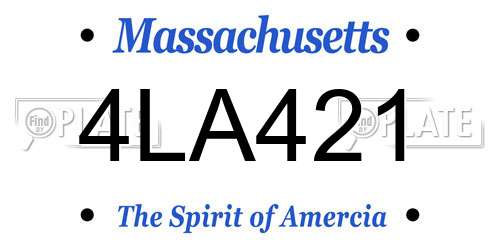 4LA421 Massachusetts License Plate