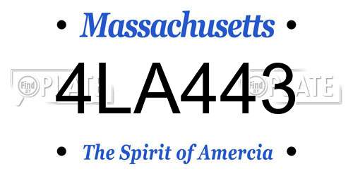 4LA443 Massachusetts License Plate
