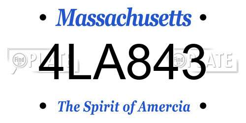 4LA843 Massachusetts License Plate