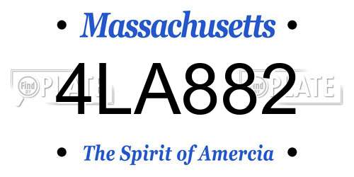 4LA882 Massachusetts License Plate